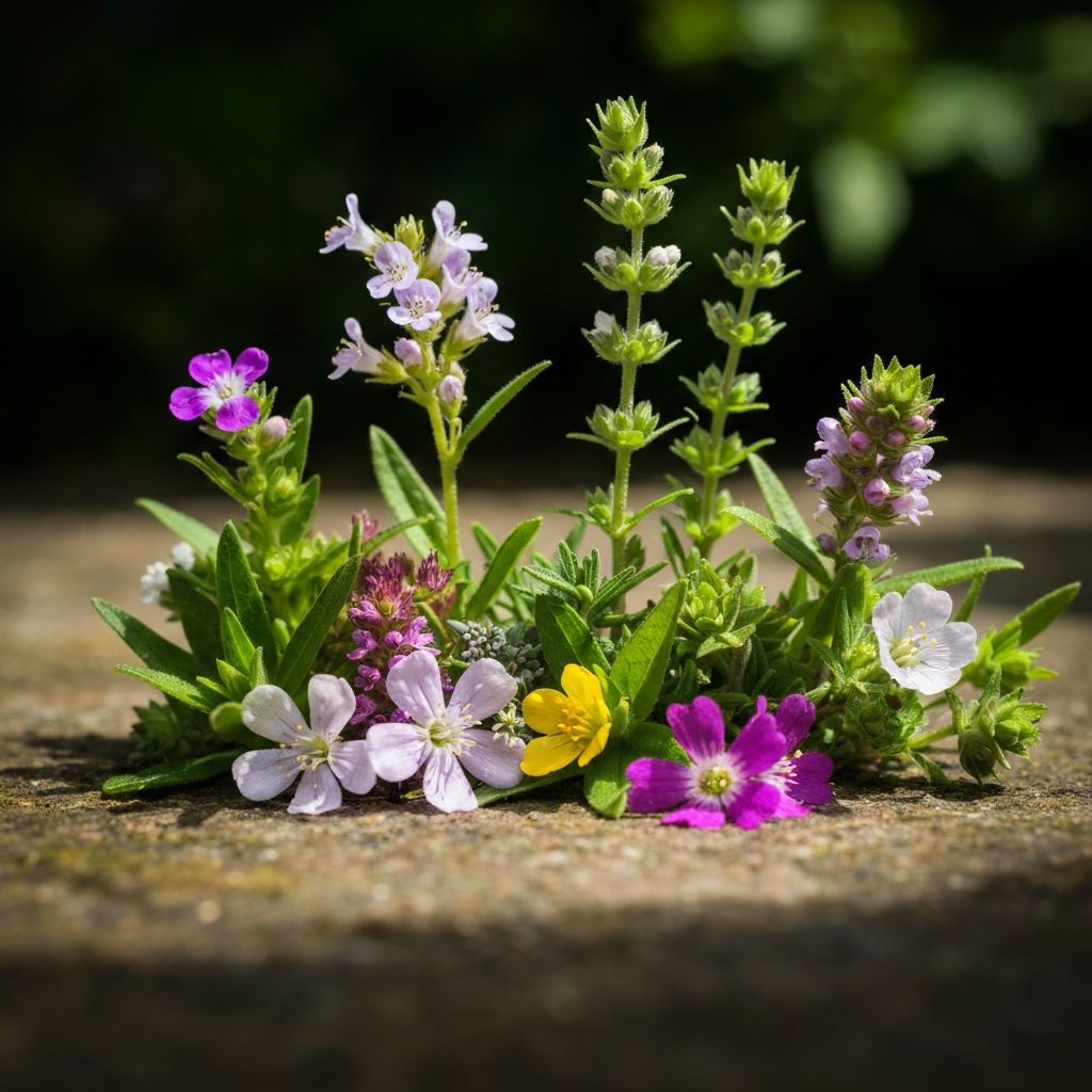 Swiss alpine herbs and botanical elements in natural light wellness theme